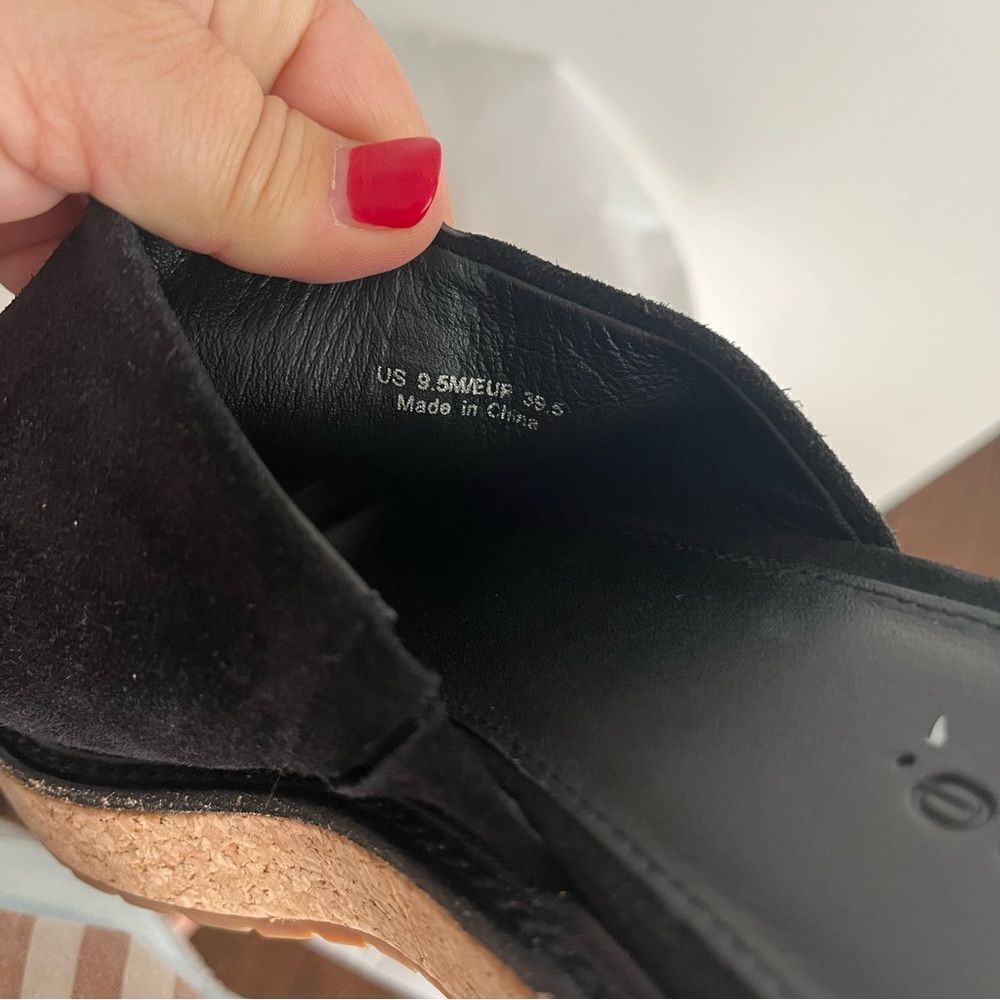 Vince Maddy Black Suede Mules Slides Block Heel P… - image 7